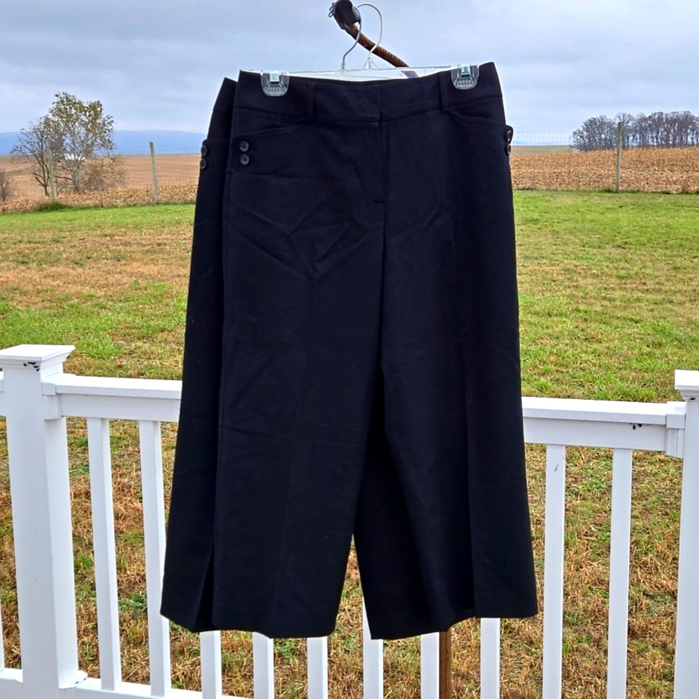 TWO Brand New Talbots Black Wool Cropped Pants Size 6